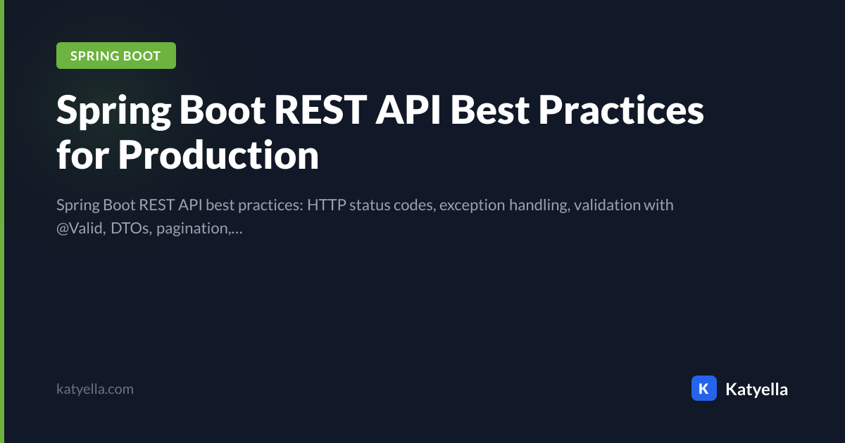 Spring Boot REST API Best Practices for Production | Katyella