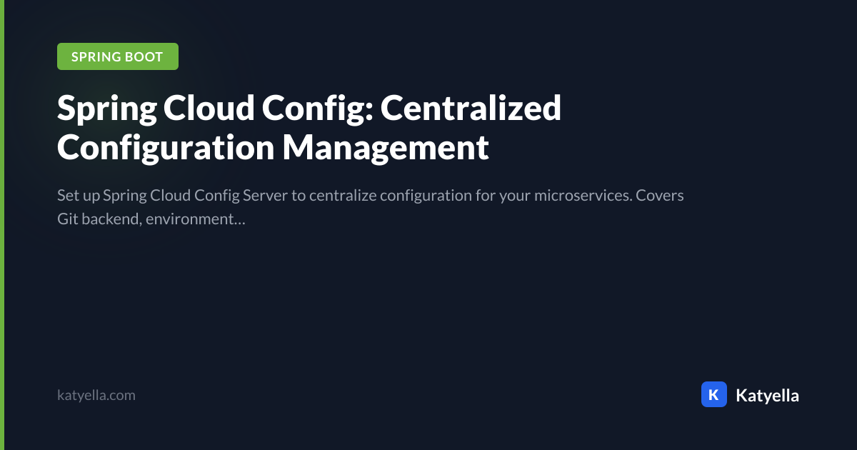 Spring Cloud Config: Centralized Configuration Management | Katyella
